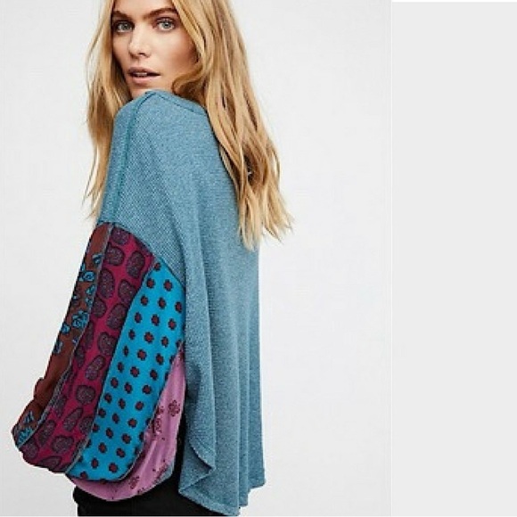 Free People long sleeve top waffle knit We The Free Blossom Thermal patchwork - Picture 5 of 12